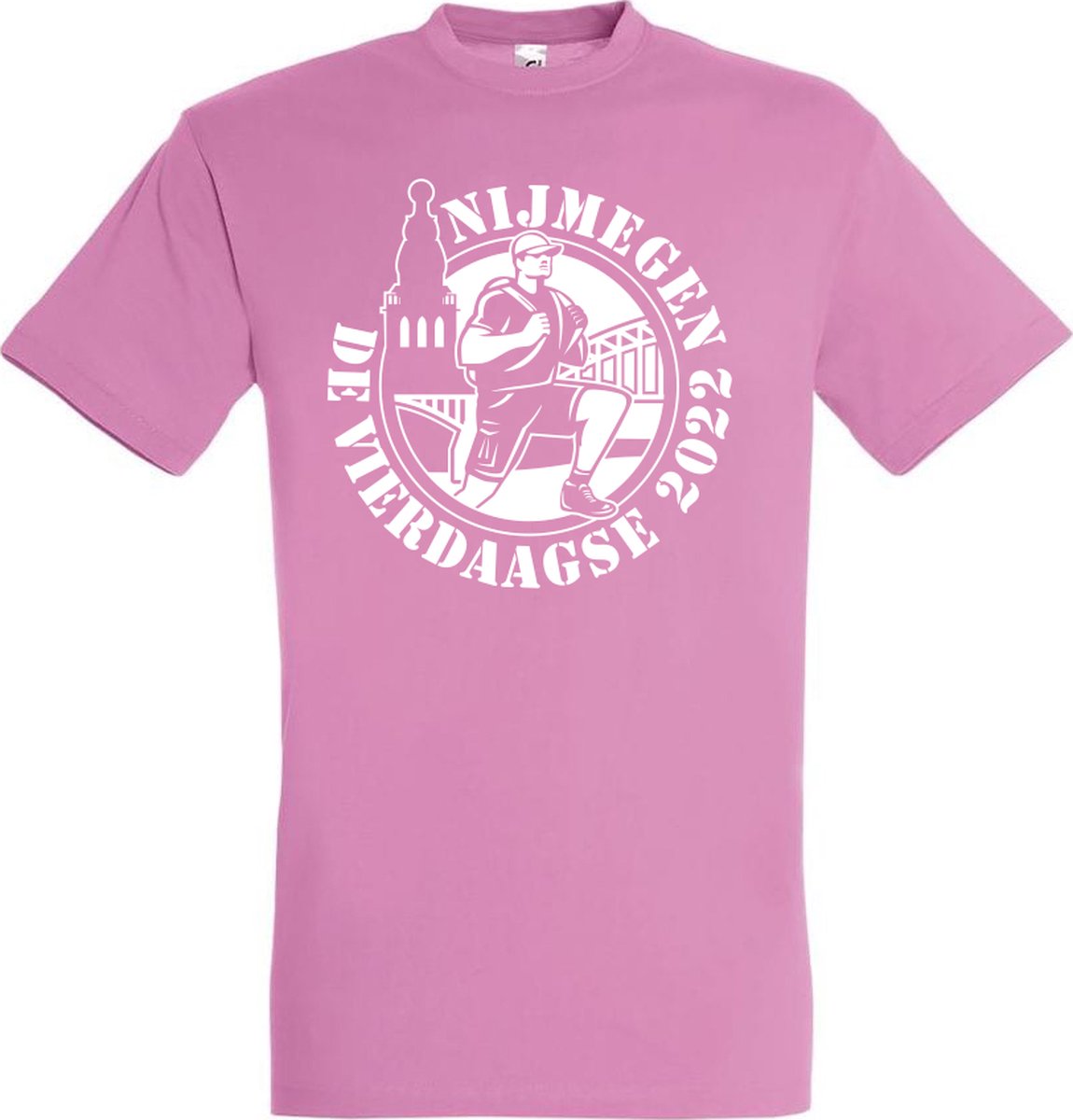 T-shirt CartoonShirt De Vierdaagse |Wandelvierdaagse | Vierdaagse Nijmegen | Roze woensdag | Roze | maat L